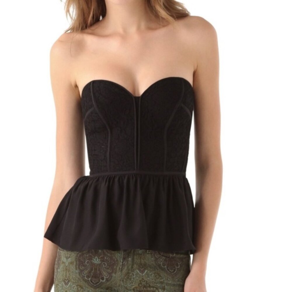 Black lace strapless top